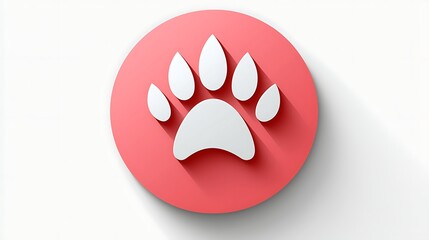 Obraz premium Pink Circle Paw Print Icon