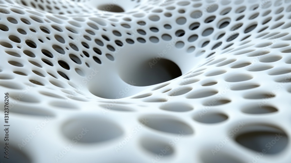 Poster abstract white 3d render: cellular structure
