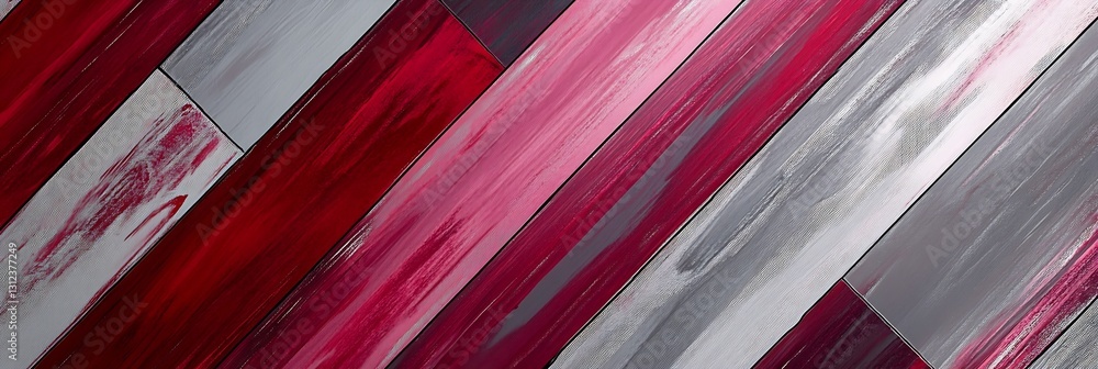 Aufkleber Vivid layered panels showcasing variations of red silver and gray in an artistic diagonal pattern : Generative AI