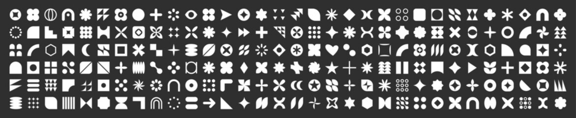 Abstract brutal shapes geometric. Memphis design, retro elements for web, vintage, advertisement, commercial banner, poster, leaflet, billboard, sale. Collection trendy halftone.