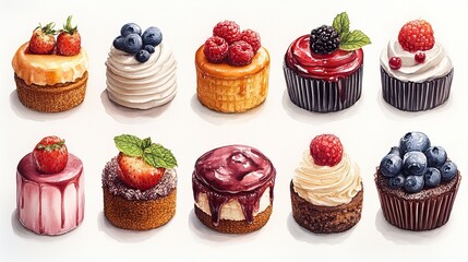 dessert clipart digital watercolor clipart detailed illustration