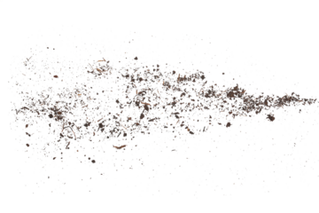 Dirt, soil pile flying isolated on white background