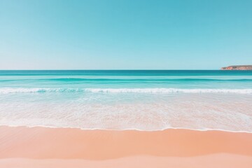 capture expansive shot of tranquil coastline of australian beach highlighting gentle ebb of ocean waves against golden