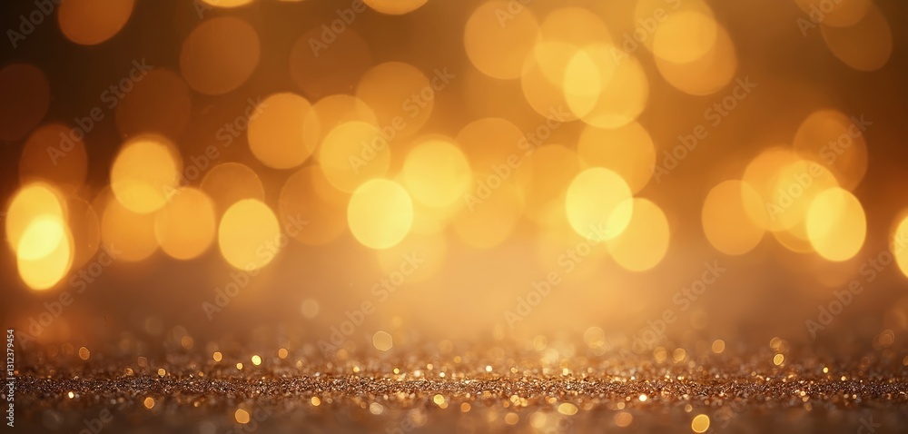 Poster golden shiny glitter sparkles abstract background with bokeh effect. radiant shimmering glittering f
