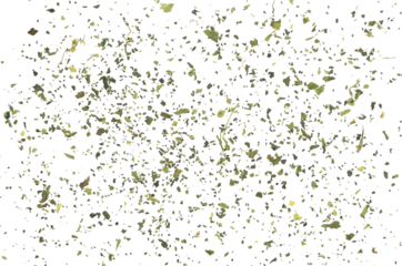 Dry cut, chopped nettle pile, tea flying isolated on white background