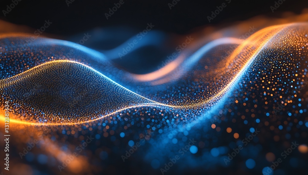 Poster Dynamic textured waves with brilliant neon colors and shimmering elements capturing modern elegance : Generative AI
