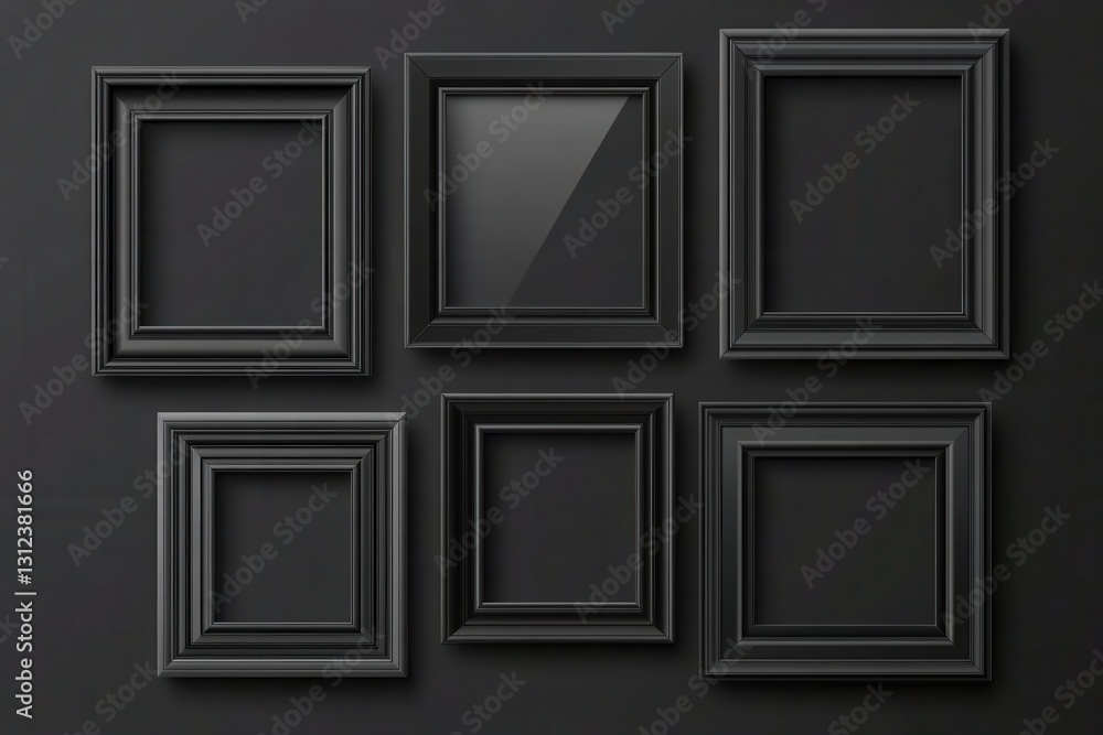 Poster empty black picture frames arranged on a dark wall create a striking minimalist display perfect for 