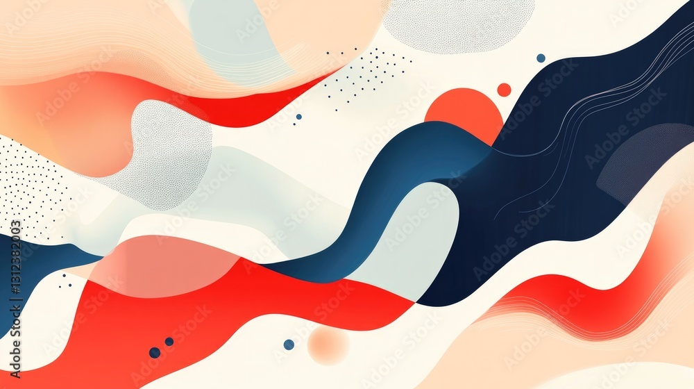 Poster craft abstract design with flowing lines and scattered dots creating dynamic visual experience