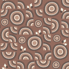 Boho mocha mousse brown African cropped mandalas Pattern, bohemian geometrics in neutral monochrome brown circles seamless background.