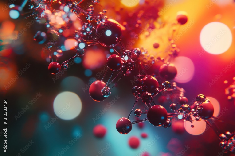 Aufkleber colorful molecular structure illuminated by vibrant light during a creative abstract background