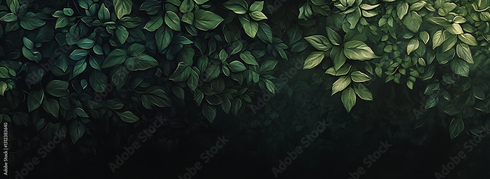 Aufkleber Dark Green Leafy Background Exhibit Depth and Variation in Natural Textures : Generative AI
