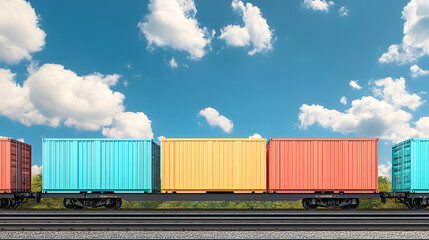 freight train with cargo containers AI generative 