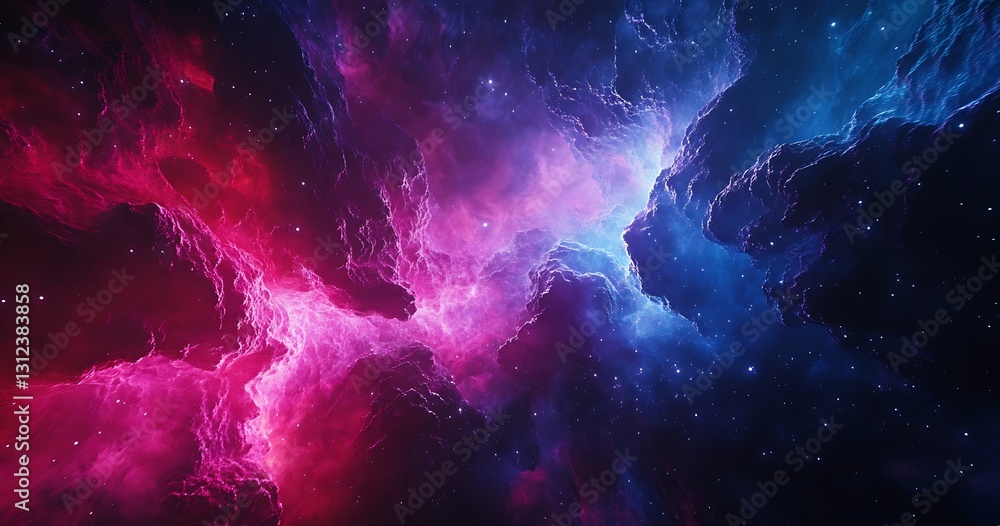 Aufkleber Dynamic space scene with vibrant colors creating an ethereal galaxy atmosphere : Generative AI