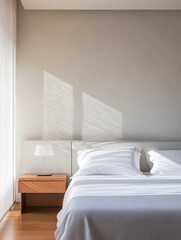 Sunny bedroom with soft light and simple decor creating a tranquil atmosphere in a modern home