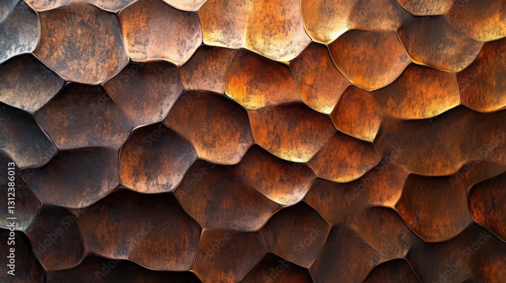 Poster textured metallic cell pattern with rustic hues and organic shapes seamlessly tiled