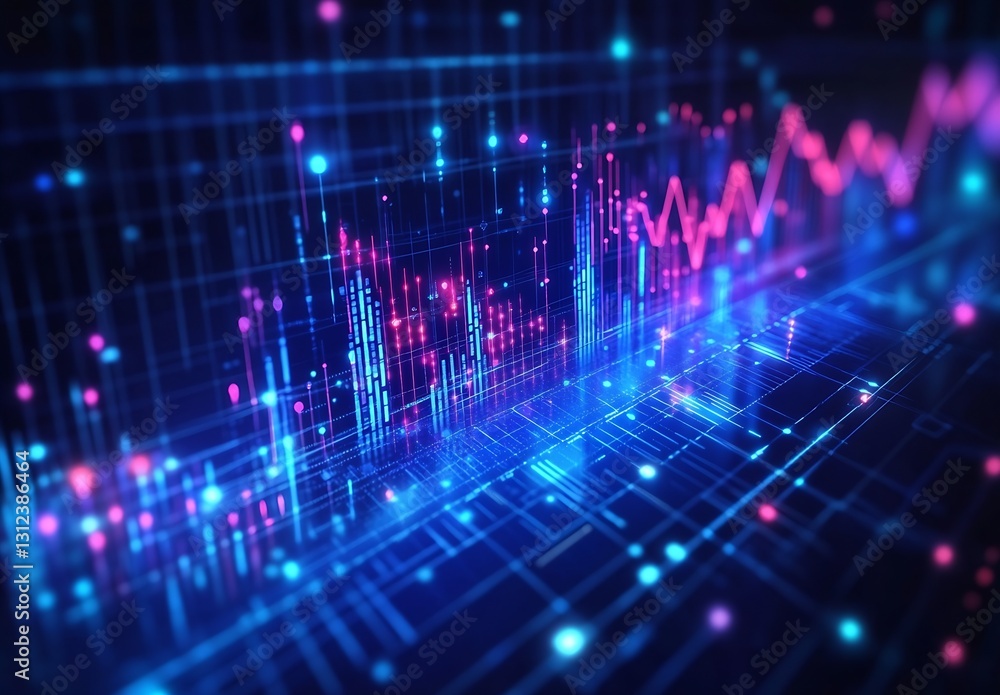 Aufkleber Engaging digital analytics display showcasing intricate data patterns with colorful lines and bars : Generative AI