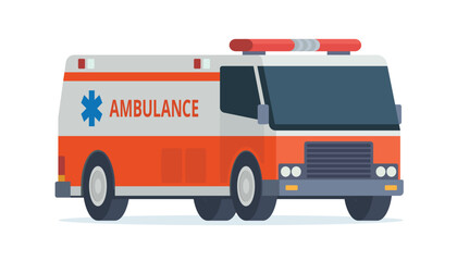 Ambulance Car, Emergency Medical Service Vehicle. Flat Design Vector Illustration