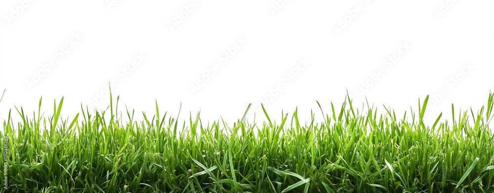 Poster vibrant green grass creating a soft natural border with a bright white background for gardening visu