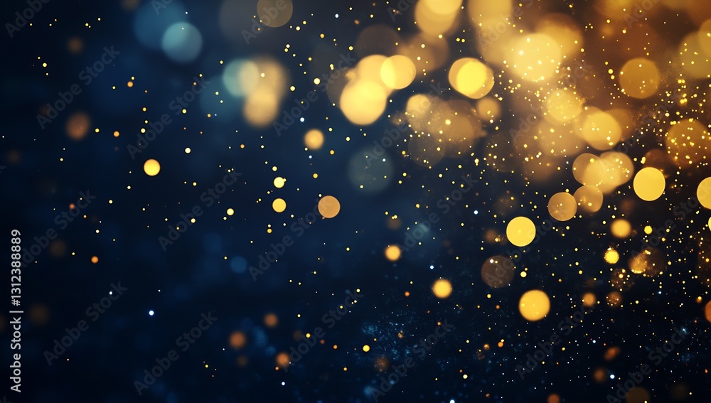 Aufkleber Vivid aesthetic background with luminous golden bokeh creating depth in a dark ambient space : Generative AI