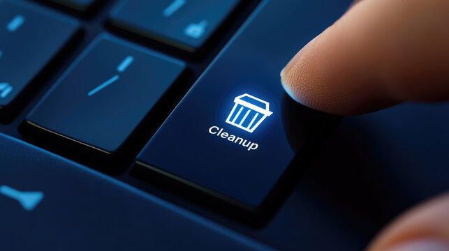 Cleanup Button on Computer Keyboard Digital Spring Cleaning Concept - Powered by Adobe