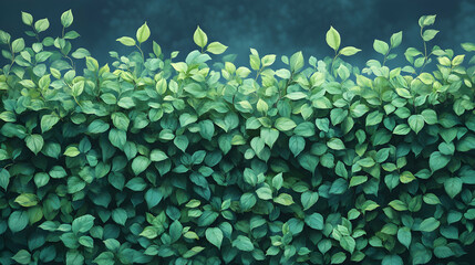 Lush green hedge at night