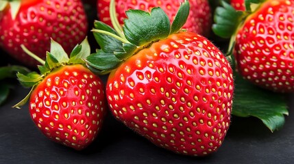 Strawberries Close-Up on a Dark Surface Use for Healthy Dieting or Fruity Dessert Recipes and Related Content