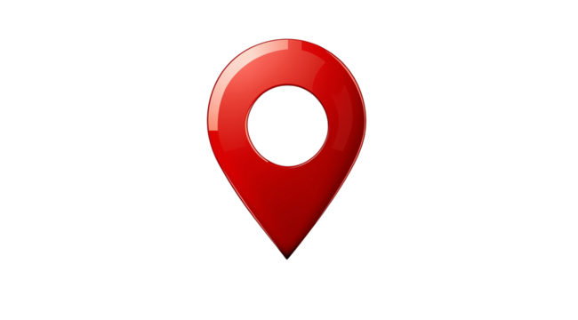 3D red location pin icon with a sleek design, isolated on a transparent background. High-resolution vector illustration with sharp details, perfect for maps and navigation graphics. - Powered by Adobe
