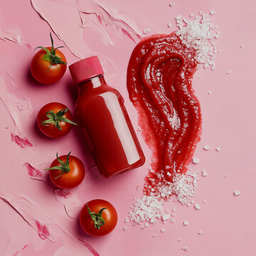 ed ketchup bottle and tomato