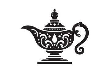 Silhouette vector of a magic lamp, isolated on a white background