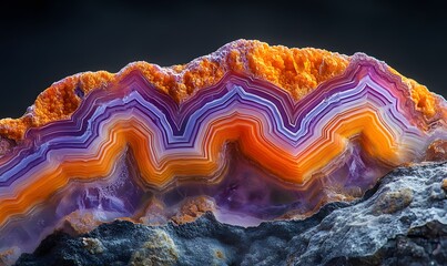 Striking Layers of Agate Stone with Vibrant Colors and Intricate Patterns
