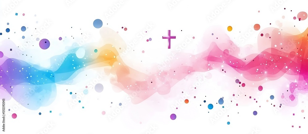 Poster Colorful abstract design featuring soft gradients and a cross symbol representing spirituality and creativity : Generative AI