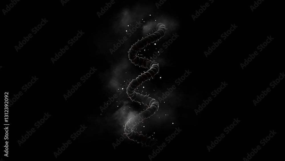 Poster Stylized black and white image showcasing a twisting and spiraling representation of DNA structure : Generative AI