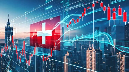 Financial market crash with red stock market graph and Swiss flag overlay
 - Powered by Adobe
