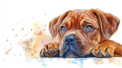 Obraz premium dogue de bordeaux puppy clipart watercolor illustration artistic illustration detailed illustration
