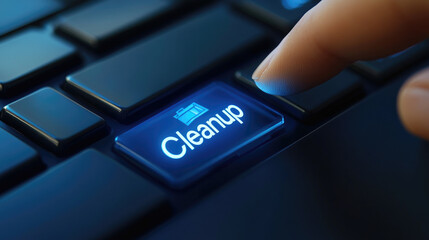 Digital Cleanup Pressing the Cleanup Button on a Computer Keyboard