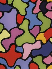 Irregular blobs reminiscent of puzzle pieces or cells