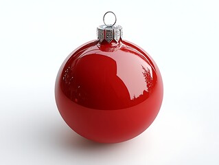 Red Christmas Ornament on White Background
