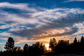 Majestic sunset at Devils Tower National Monument near Sundance Wyoming