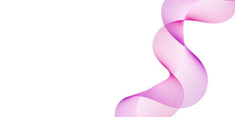 Abstract background with lines and waves. Medium banner size. Element for design isolated on white. Vector background for brochure, booklet, flyer, poster. Colorful gradient. Pink and purple