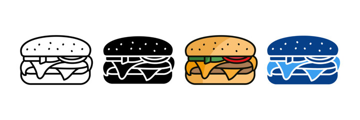 Burger Icon Set Multiple Style Collection