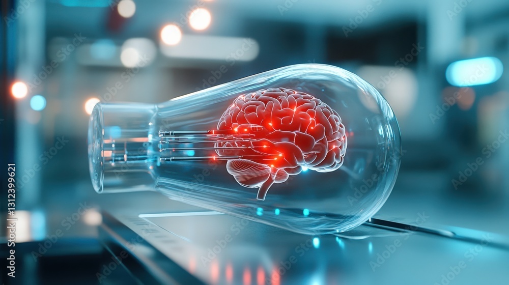 Poster exploring neural innovation brain representation in a glass vessel laboratory setting 3d visualizati