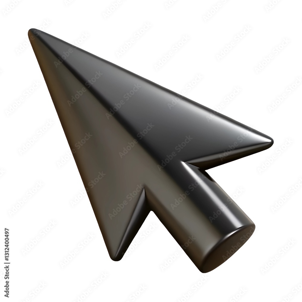 Poster 3d black arrow pointer. 3d black arrow icon on white background. 3d arrow sign.