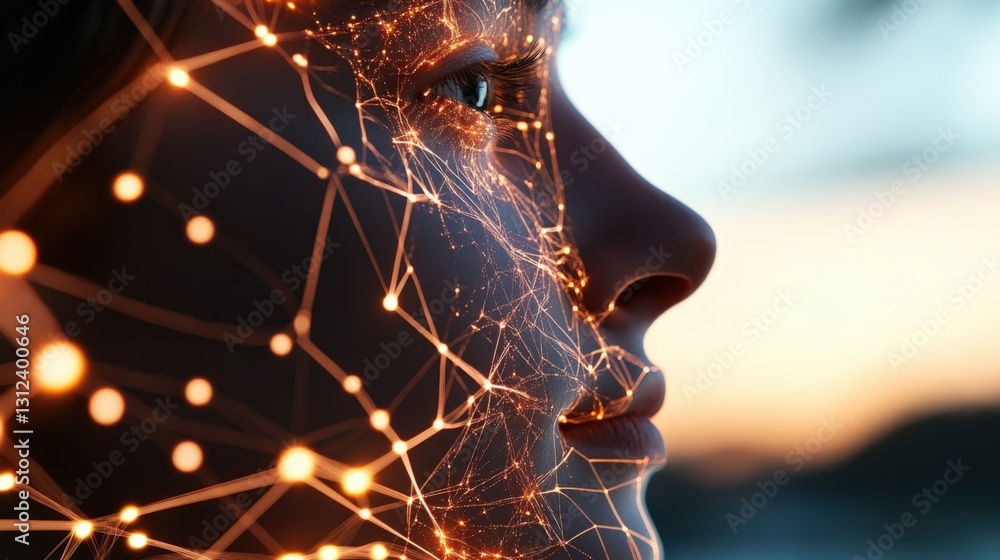 Aufkleber innovative neural connections exploring human-ai interaction digital realm visual art futuristic env