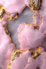 Abstract pink and gold marble texture with natural stone pattern, metallic veins and luxurious mineral formations on smooth surface. Suitable for luxury design.
