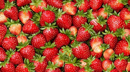 Strawberries filling frame. Summer harvest background for food blog/packaging/menu design