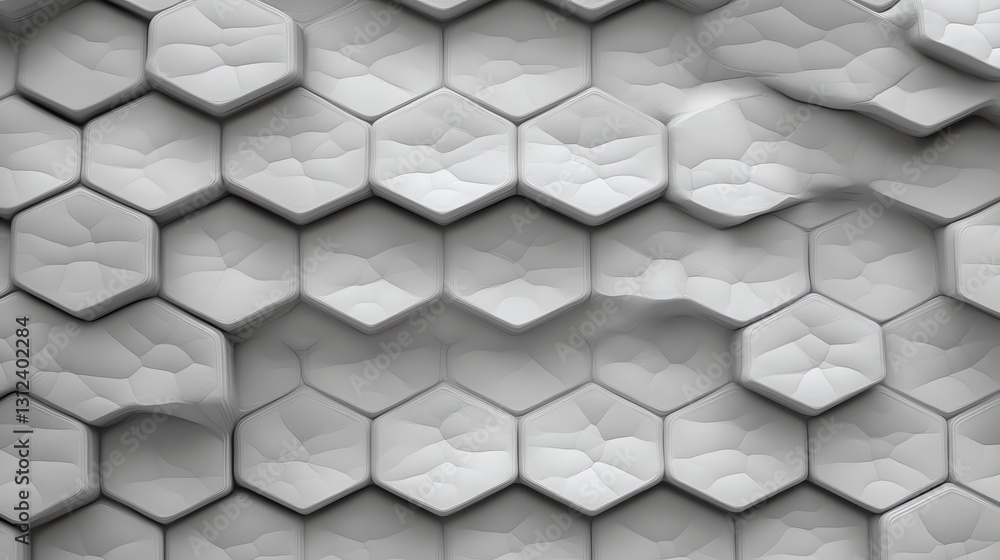 Poster textured white hexagon surface pattern background for abstract design