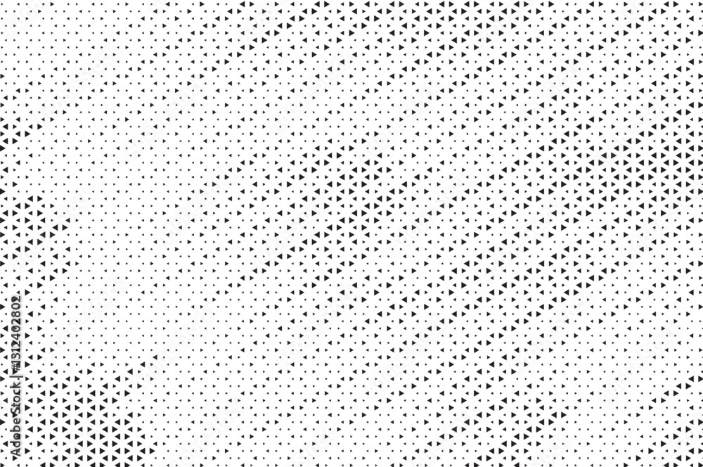 Aufkleber Triangular Halftone Texture Retro Wave Vector Geometric Technology Abstract Black and White Background. Half Tone Triangles Retro Colored Pattern. Minimal 80s Style Dynamic Tech Structure Wallpaper	