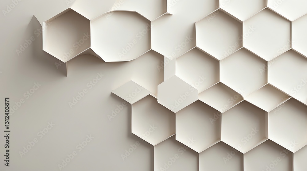 Aufkleber beige geometric hexagon pattern background with shadow and minimalist design