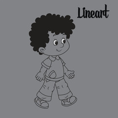 Cute boy line art design