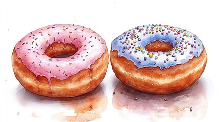 donut with sprinkles clipart digital watercolor clipart detailed illustration
